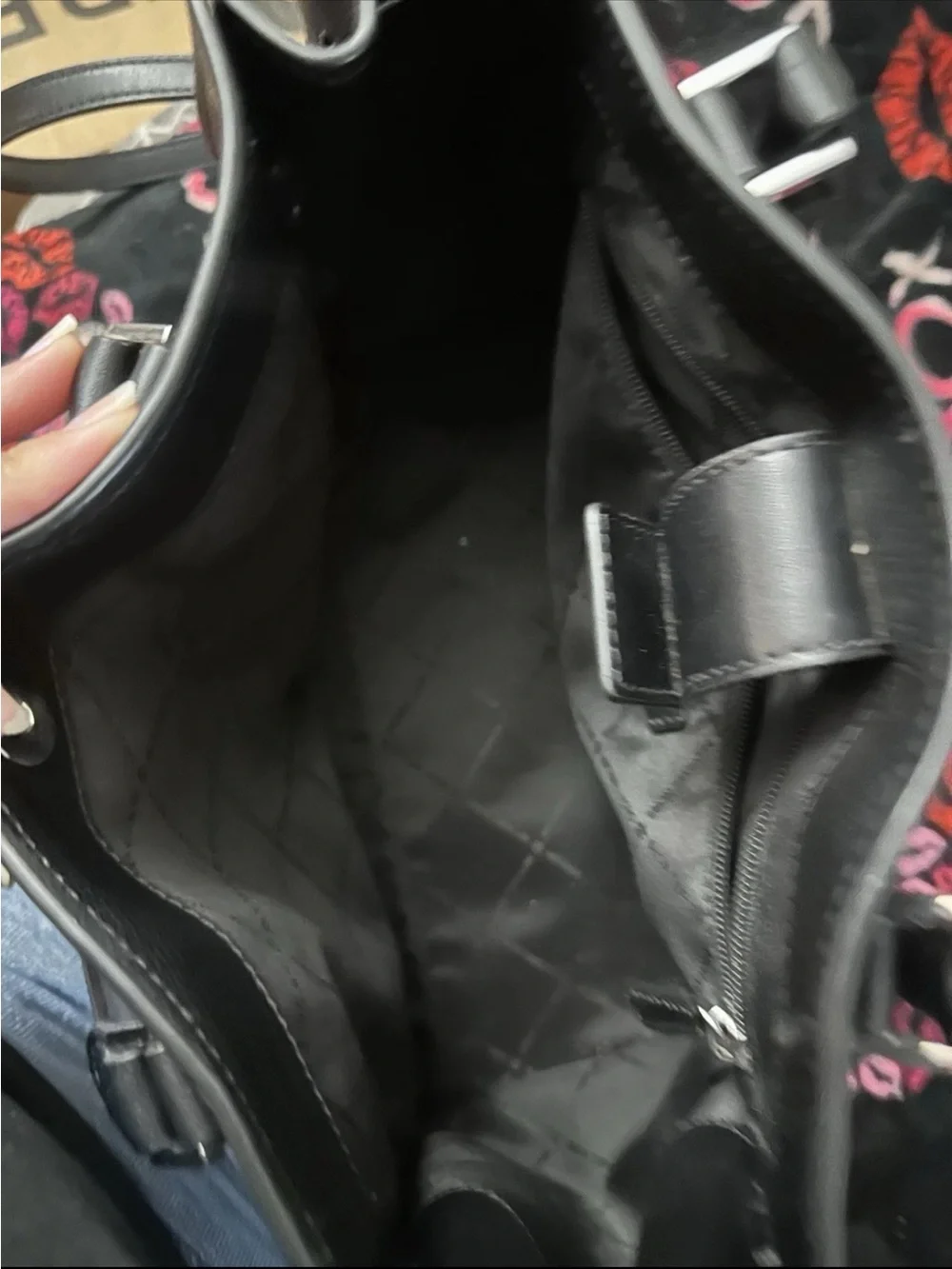 MICHAEL KORS Black Pebbled Leather Satchel with Signature Lock Charm